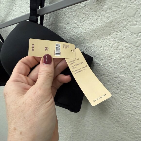 Cacique Bare Solution Black Multi Way Strapless Adjustable Bra Womens 38D NEW - Picture 3 of 7